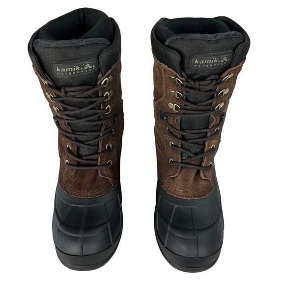 Kamik Mens Size 8 Wide Nation Plus Winter Waterproof Dark Brown Boots Lace up - Picture 8 of 10